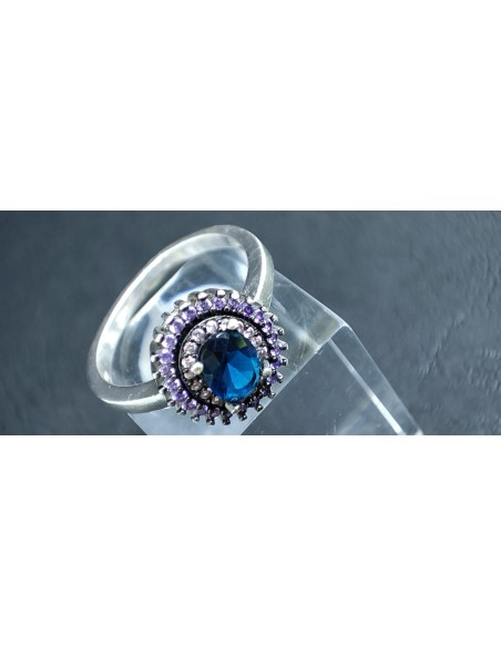 Anillo plata con piedras de color