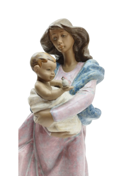 Figura de porcelana Lladró Maternidad con Ruiseñor