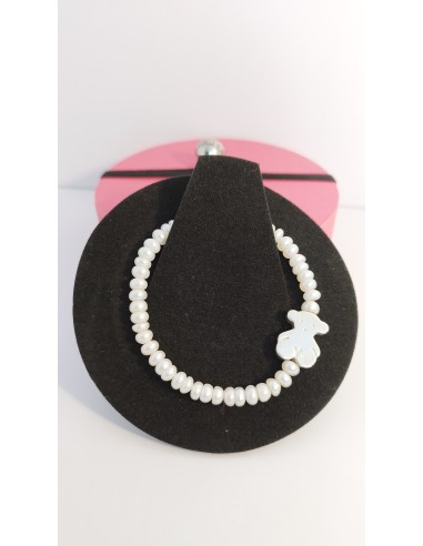 Pulsera Tous de perlas y Motivo Oso de plata