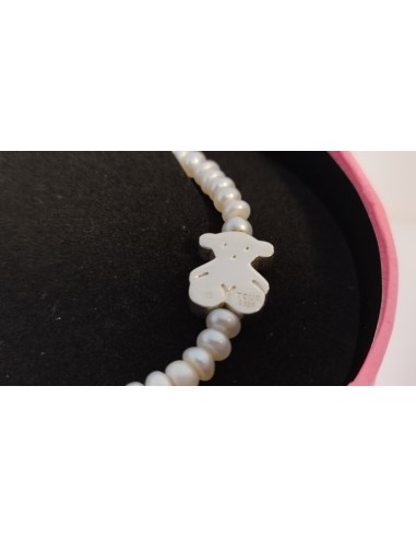 Pulsera Tous de perlas y Motivo Oso de plata