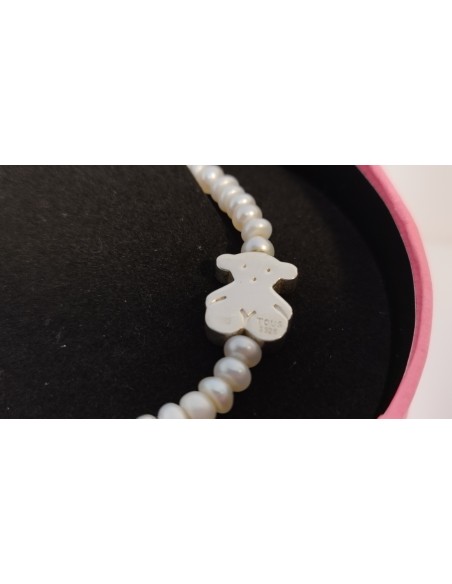 Pulsera Tous de perlas y Motivo Oso de plata
