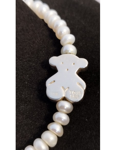 Pulsera Tous de perlas y Motivo Oso de plata